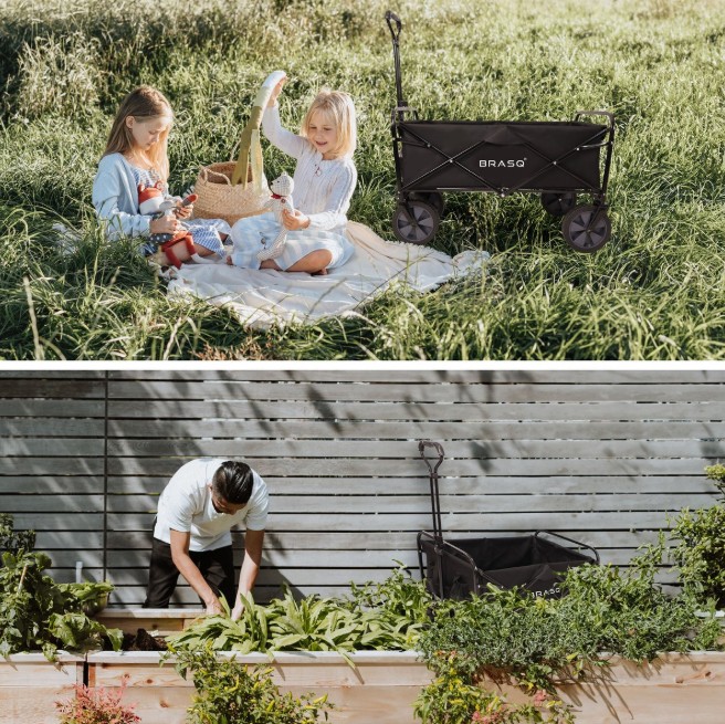 100 L capacity with swivel wheels and brake